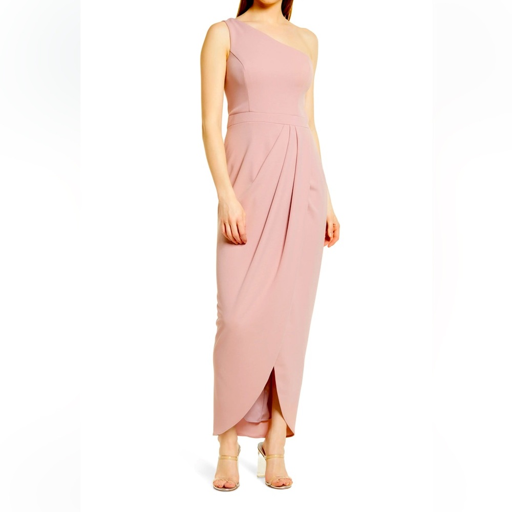 Xscape Rose One Shoulder Scuba Crepe Gown Size 4 Reg. $238